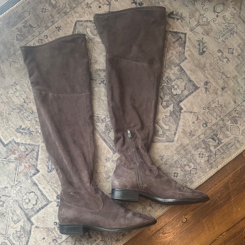 Ivanka Trump Gray Suede Over-the-Knee Boots